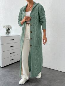 EURMUSE Cardigan With Detail And Long Special Button Detail+ 480 - Mint Green - View 7