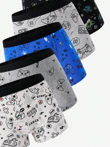 10pcs Boys' Cute Colorful Game Console Print Comfortable Cotton Briefs Fall Winter