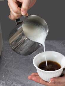 Zazumi 1pc Sharp-Tipped Latte Art Pitcher, Stainless Steel Coffee Latte Art Cup - Professional Milk Frothing Utensil For Coffee Machines, Coffee School Supplies, And Tools For Coffee Enthusiasts