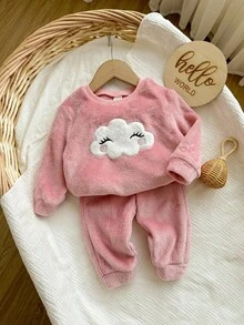 Babygirl Cute Cartoon Pattern Long Sleeve Sweatshirt And Pants Set, Autumn/Winter Fall - Pink - View 7