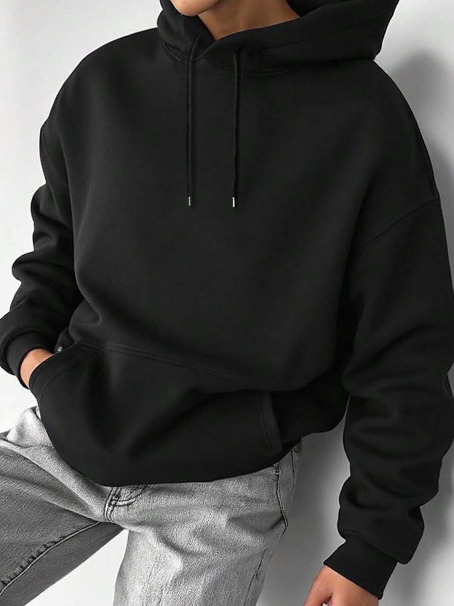 Manfinity Hypemode Men's Solid Color Long Sleeve Plain Going Out Hoodie, For Friends, For Fall