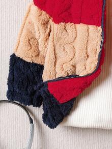 SHEIN Playful Pals 1pc Baby Boy Navy Blue Autumn Hooded Jacket,Cow Boy Club Style Fashionable Jacquard Knit Double-Sided Fleece Zip-Up Coat With Elastic Hem And Cuffs - Multicolor - View 5