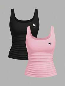 Slaydiva Women's Casual Horse Print Scoop Neck Tight Fitting Camisole Set, Versatile For Daily Wear - Multicolor - View 9