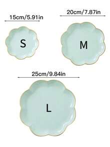 SHEIN 1pc Flower Shaped Gold Rimmed Tray, Multi-Purpose - Mint Green - View 10