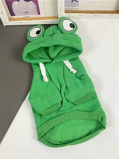 PETSIN 1pc Frog Green Pet Warm And Anti Falling Hoodie Winter Edition COS Animal Warm Pet Clothes