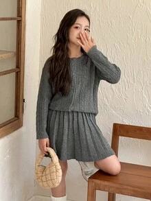 Dazy Kids 女童开衫+针织裙两件套，秋季