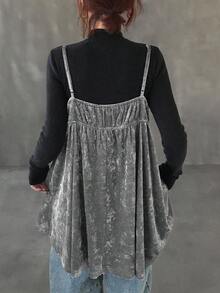 FRIFUL Camiseta de tirantes de terciopelo holgada y suelta para mujer