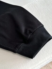 SWAVVY 男士宗教祈祷印花圆领宽松套头衫，秋冬 - 黑色 - 查看 4