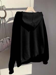 SHEIN Leap Crew Black, Ballerina Cappuccina, Tween Girl Casual Minimalist Thick Soft Loose Comfortable Long Sleeve Sweatshirt, Suitable For Autumn/Winter, Cozy Season, Christmas Vibes, Autumn & Winter Outfits For Outing, Easy Comfort, Autumn & Winter Layers For Girls, Stylish Girls, Casual Wear, Tween Girl Graphic Clothes, Fall & Winter Clothes, Chic Autumn, Fall New Style - Multicolor - View 2