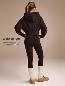 GLOWMODE 日常羊毛保暖腰长连帽衫夹克日常休闲冬季保暖 - 巧克力棕 - 查看 3