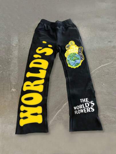 Noixe Women's Street Style "World Flower" Print Casual Pants