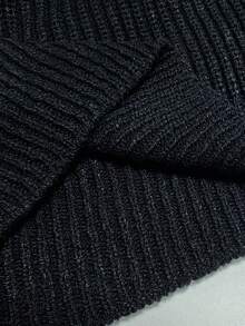 SHEIN LUNE Plus Size Solid Color Casual Pullover Sweater, Autumn/Winter - Black - View 6