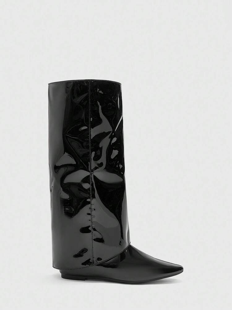 CUCCOO BIZCHIC Simple Casual Versatile Flat Solid Color Women Knee-High Boots