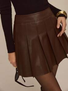 ATUI Studio Women's High Waist Pleated A-Line Mini Skirt, Fashion Casual Versatile Short Pleated Skirt, Modern Minimalist Skirt