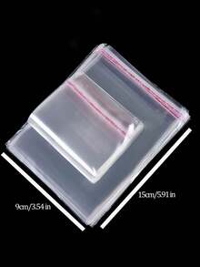 100pcs Large And Small Self-Adhesive Seal Clear Opp Bags, Reusable Sealable Plastic Cellophane Bags, Rangement,Anniversaire,Gourde,Mariage,Suitable For Large-Scale Packaging Of Small Gifts, Party Favors And Toys, Suitable For Items Of Different Sizes