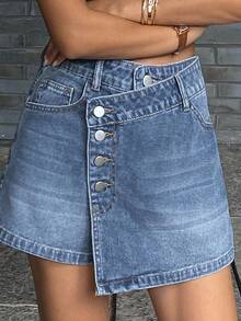 DAZY Women's Regular Waist Casual Denim Shorts With Stylish Design - Medium Wash - View 4