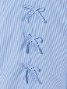 2025款女童（4-7岁）可爱条纹衬衫，长袖设计，时尚刺绣学院风，秋冬百搭 - 藍色 - 查看 9