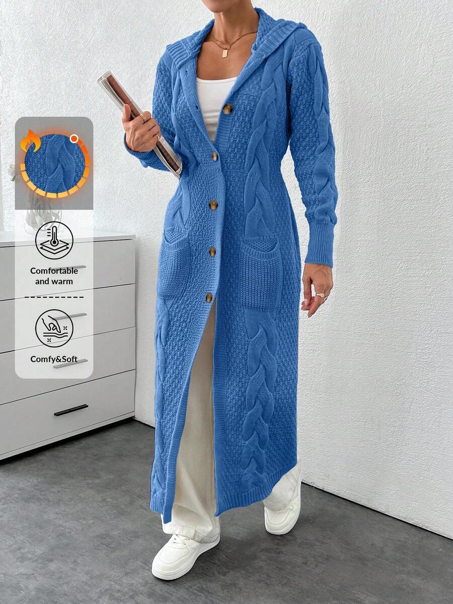 EURMUSE Cardigan With Detail And Long Special Button Detail+ 480 - Blue - View 1