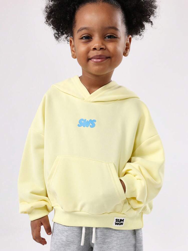 Felpa con cappuccio giallo pastello con stampa del logo