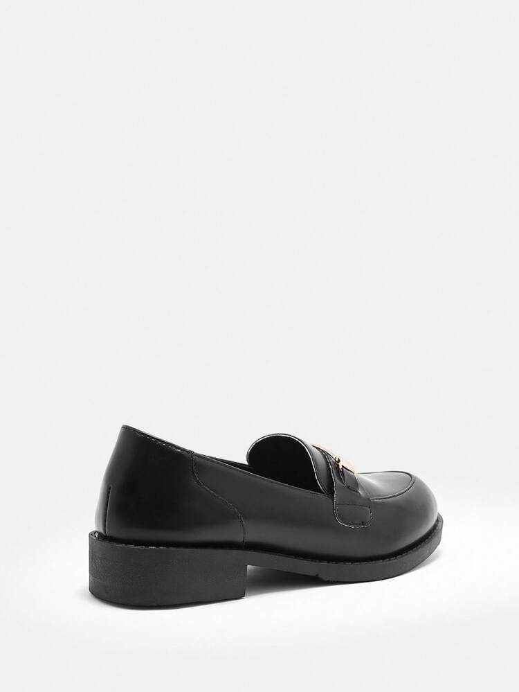 CUCCOO CURVES Wide Fit Flat Shoes, Thick Sole Black Slip-On Casual Shoes, College Style
