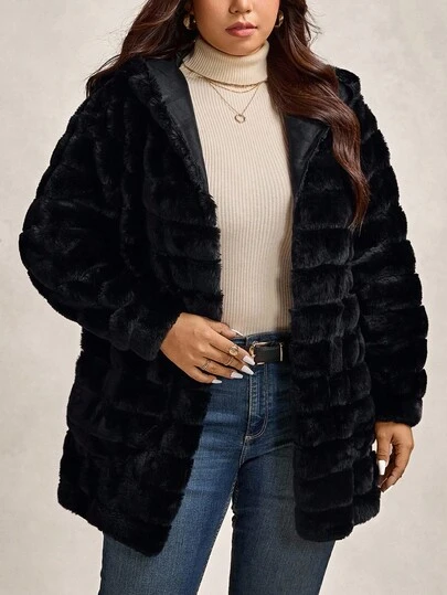 Zelara Plus Size Fashionable Versatile Hooded Coat, Winter Fur Coat Women Winter Coat Faux Fur Coat Warm Women Outerwear Women Winter Women's Winter Women's Winter Coat Going Out Tops Going Out Female Country Look Zip Up Hoodie For Women Chic Women's Coat Women's Winter Autumn For Women Black Coat Winter For Women Long Coat For Women Plus Size Winter Black Top Thanksgiving For Women