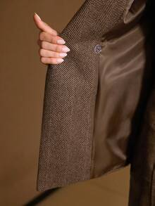 MOTF PREMIUM BRUN SILSBENSMÖNSK KAVAJ I SAMMET MED LAPPTÄCKNING I ULL - Brun - Visa 8