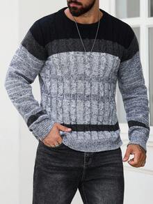 Manfinity Homme Áo len chui đầu cổ tròn tay dài dành cho nam, mặc thường ngày, mặc ở nhà, đi làm, làm quà tặng cho bạn trai/gia đình, mặc vào mùa thu/đông, Giáng sinh, mùa thu - Nhiều màu - Xem 4