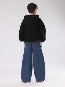 SUMWON Cotton Vintage Wide Leg Jeans Casual Side Stripe Youth Denim Pants Double White Lines Streetwear Skater Style Drawstring Waist All Season Daily Wear Fall Winter - Light Wash - View 5