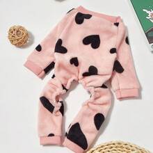 PETSIN Salopetă caldă din flanel imprimat, din lână sherpa roz pentru pisici/câini, mărime universală, pentru 1 animal de companie