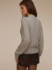 ATUI Studio Gray Vintage 3D Floral Cardigan, Long Sleeve Knitted Sweater Jacket, Fashion, Simple, Versatile, Casual Style, Loose Fit, Women Autumn Outerwear,Cozy Fall And Winter Clothes For Women