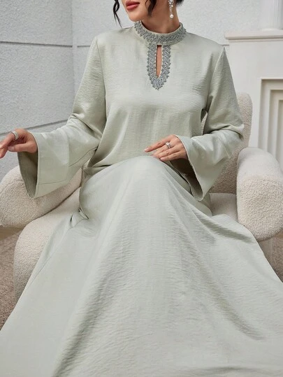 Al Najma 女士优雅喇叭袖阿拉伯风格连衣裙