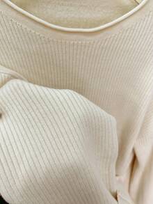 Franclia 2件套女士休闲舒适加厚羊毛套头衫套装，秋冬 - 杏色 - 查看 5