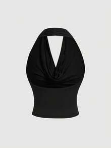 SHEIN MOD Women's Solid Color Draped Neck Versatile Fashion Tank Top,1 Top 3 Ways