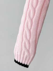 SHEIN 女童拼色长袖休闲毛衣 秋冬粉色毛衣 女童毛衣 可爱毛衣 女童蝴蝶结针织粉色毛衣 美观学院风服装 冬季圣诞节万圣节 幼儿开衫 秋季套头衫 - 粉色 - 查看 5