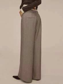 ATUI Studio 秋冬女士商务休闲阔腿西装裤 - 淺灰色 - 查看 2