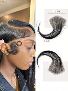 Invisible Lace Hairline Baby Hair Stripes Hair Extensions Handmade Real Human Hair Pieces - Natural Black - View 3