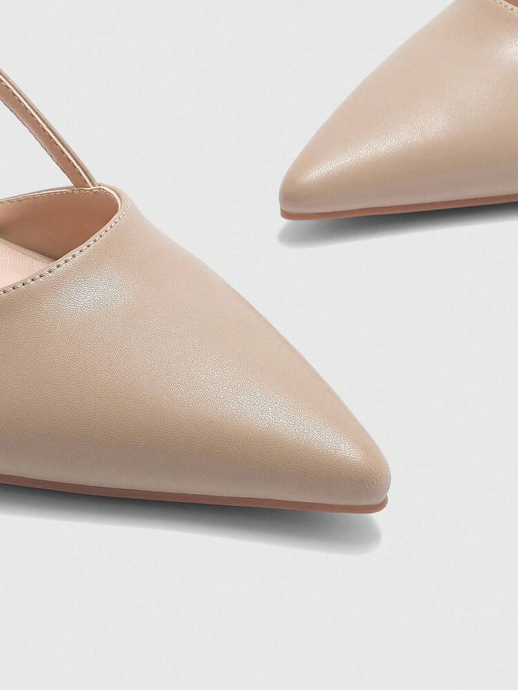 CUCCOO BIZCHIC Women's Pointed Toe Apricot Backstrap Formal Party Commute Heel Pumps For Christmas Spring Shoes