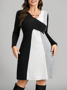 Comfylo Plus Size Asymmetric Collar Colorblock Ribbed Knit Dress Plus Size Dress Plus Size Winter Dress Plus Size Casual Dress Plus Size Fall Dress Plus Size Sweater Dress Winter Clothes For Women Fall Dresses For Women Fall Clothes For Women Winter Dresses Fall Clothes For Women Fall Dresses Clothes Women Winter Dress Fall Clothes For Women Fall Outfits Women Dresses For Women Casual  Business Casual Women Gray Dress