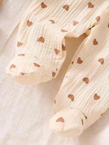 2 件套新生女童可爱蝴蝶结图案长袖上衣和裤子休闲舒适睡衣套装 - 杏色 - 查看 3