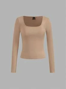 SHEIN EZwear 3 件套休闲纯色百搭圆领修身女式 T 恤，适合秋冬分层穿着 - 彩色 - 查看 5