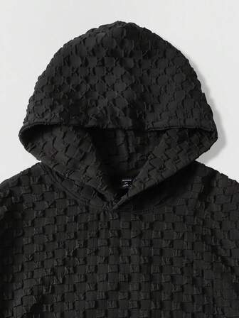 Street Life Men's 3D Plaid Hoodie, Loose Cropped Style, For Fall