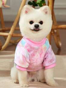 PETSIN 1 Pc Pet Fleece Pink Tie-Dye Plush Cute Sweatshirt - Multicolor - View 6