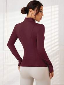 SHEIN Sports 简约舒适立领拉链休闲百搭运动夹克 - 紅色 - 查看 2