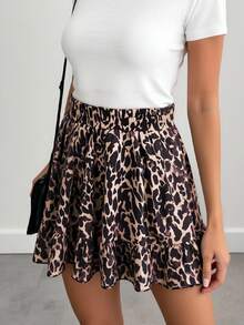 INAWLY Women's Elastic Waist Ruffled Hem Fashionable A-Line Skirt - Multicolor - View 4