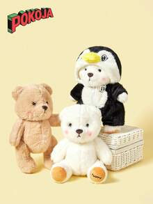 1pc 30cm/11.8in Transforming Jointed Plush Teddy Bear Doll, Changeable To Penguin Design, Can Be Posed, Removable Clothes, High-End Plush Doll, Teddy Bear Stuffed Animal Figurine Decor, Gift For Boy & Girl, Home Decor, Holiday Gift - Multicolor - View 2