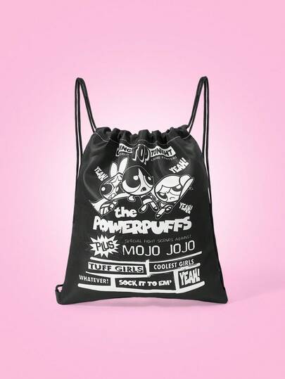 THE POWERPUFF GIRLS X SHEIN Drawstring Backpack For Sports, Fitness, Travel, Swimming, Beach. Sports Bag, Gym Bag, Suitable For Men, Women, Boys, Girls. Gym Accessories, School Backpack