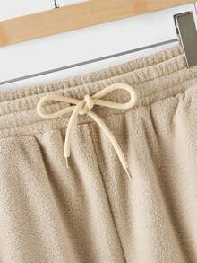 Manfinity NXTstreet 男士拉链运动衫，带弹性字母印花和抽绳裤针织套装休闲两件套春秋运动服、冬装、舒适服装 - 卡其色 - 查看 9