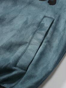 Manfinity Roghcode Letter Print Men's Mature Casual Jacket And Coat, For Fall - Blue - View 3