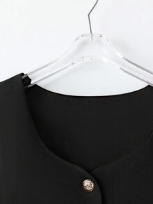GlowEve CURVE New Lapel Collar Loose Fit Blazer Jacket For Plus Size Women, Suitable For Spring And Autumn - Black - View 5