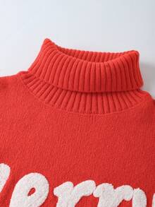 SHEIN LUNE 新款秋冬欧美风高领宽松蝙蝠袖套头针织衫 - 紅色 - 查看 4